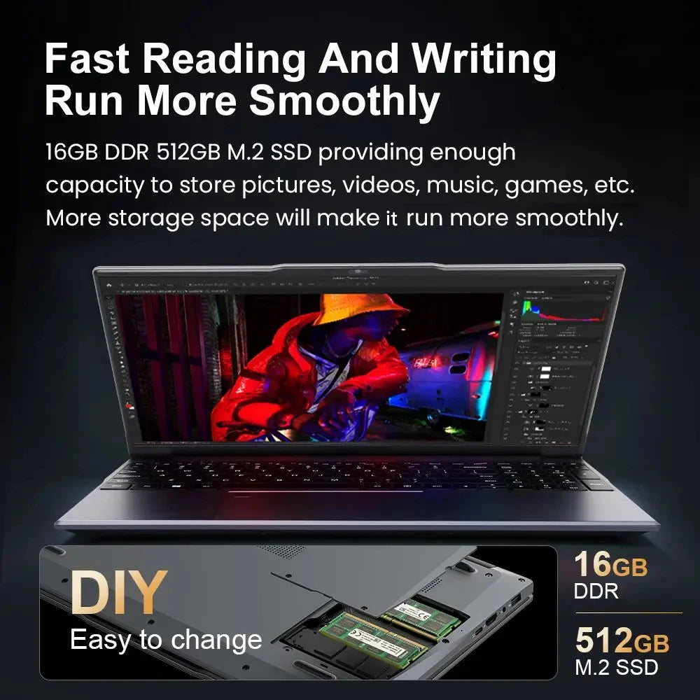 Xiaman 15.6" Intel Core I3 6100U Laptop Computer Windows 11 Pro 16Gb Ram 512Gb 1Tb Ssd Portable Notebook Pc Office Study Laptops