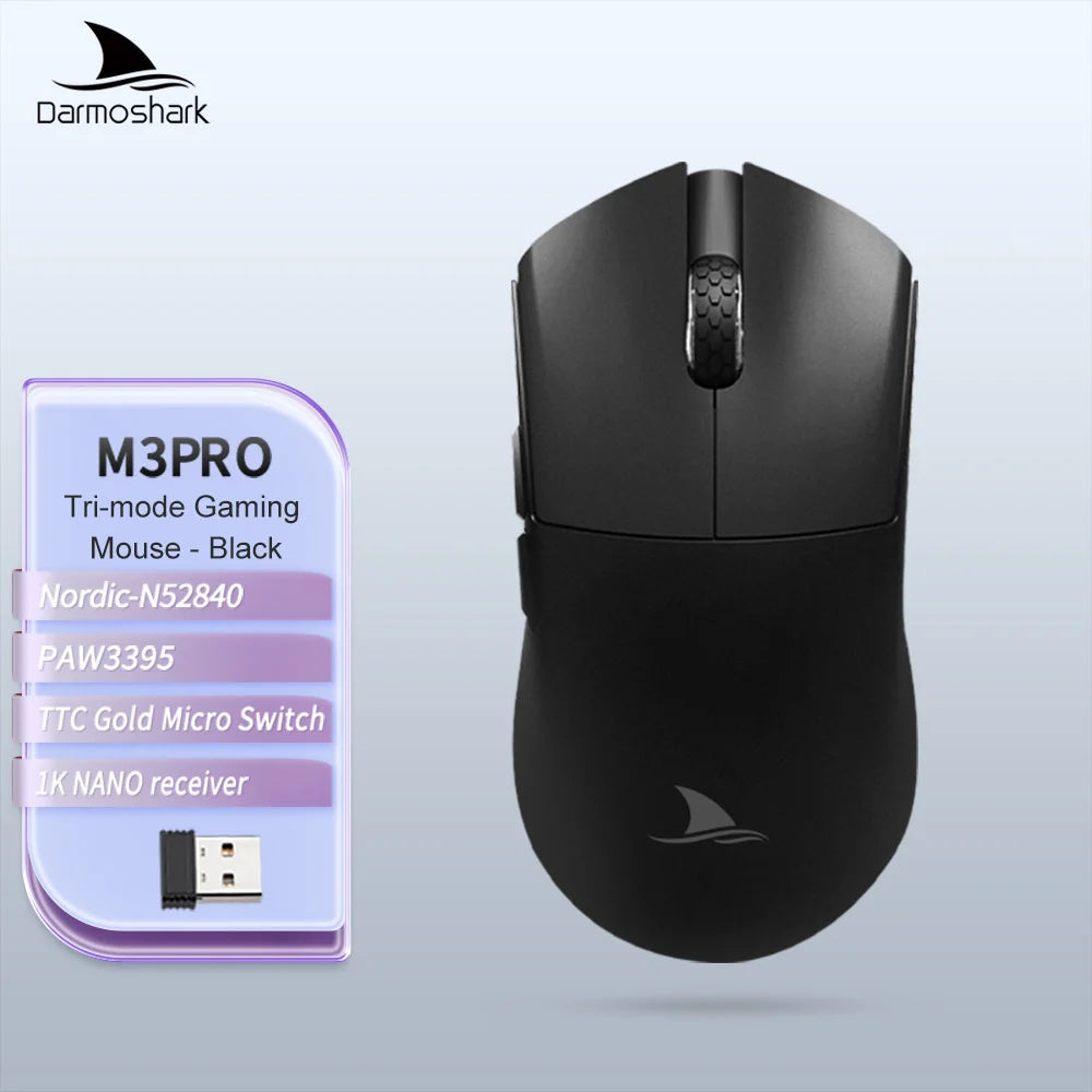 Darmoshark  M3 Pro /Max Wireless Gaming Mouse Bluetooth Tri-Mode PAW3395/3950 Nordic 52840 Game Macro Mouse For PC Laptop