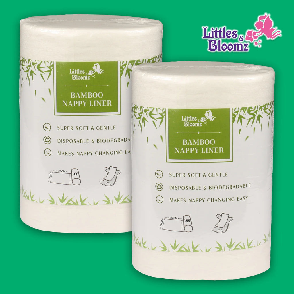 2PCs 100% Biodegradable & Flushable Nappy Liners Cleaning Diaper Insert Cover Wipes one set for 4 Rolls Bamboo Liners one set