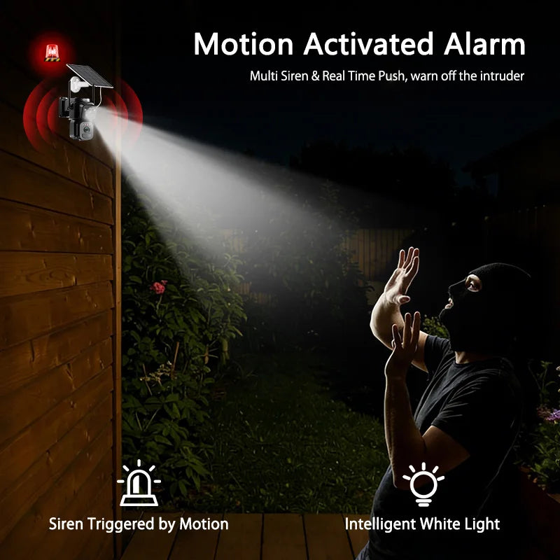 SZSINOCAM 2PCS Dual Lens Solar WiFi Camera Outdoor Security 24h Record Built in Battery Solar Panel Wireless Cam Alarm