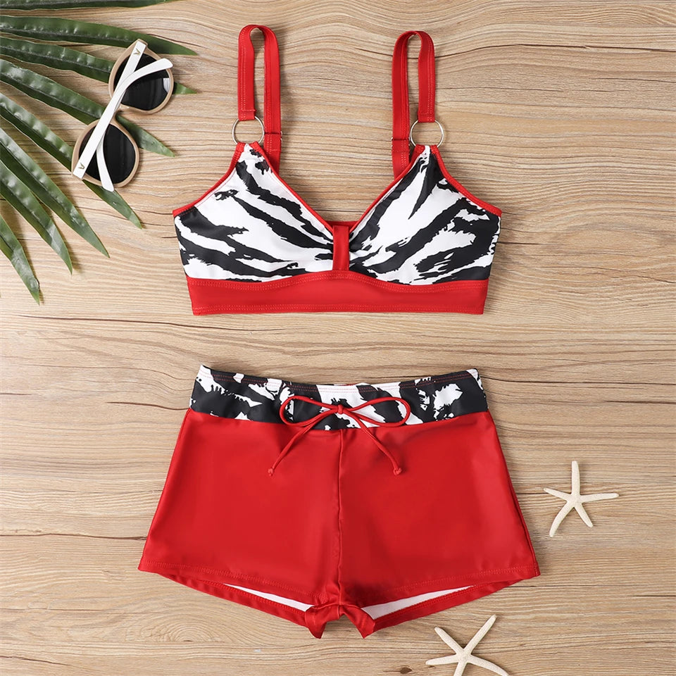 2025 High Waist Bikinis Women Sports Swimwear Print Bathing Suit Female Padded Beach Wear Bathers Swimming Swimsuit Summer