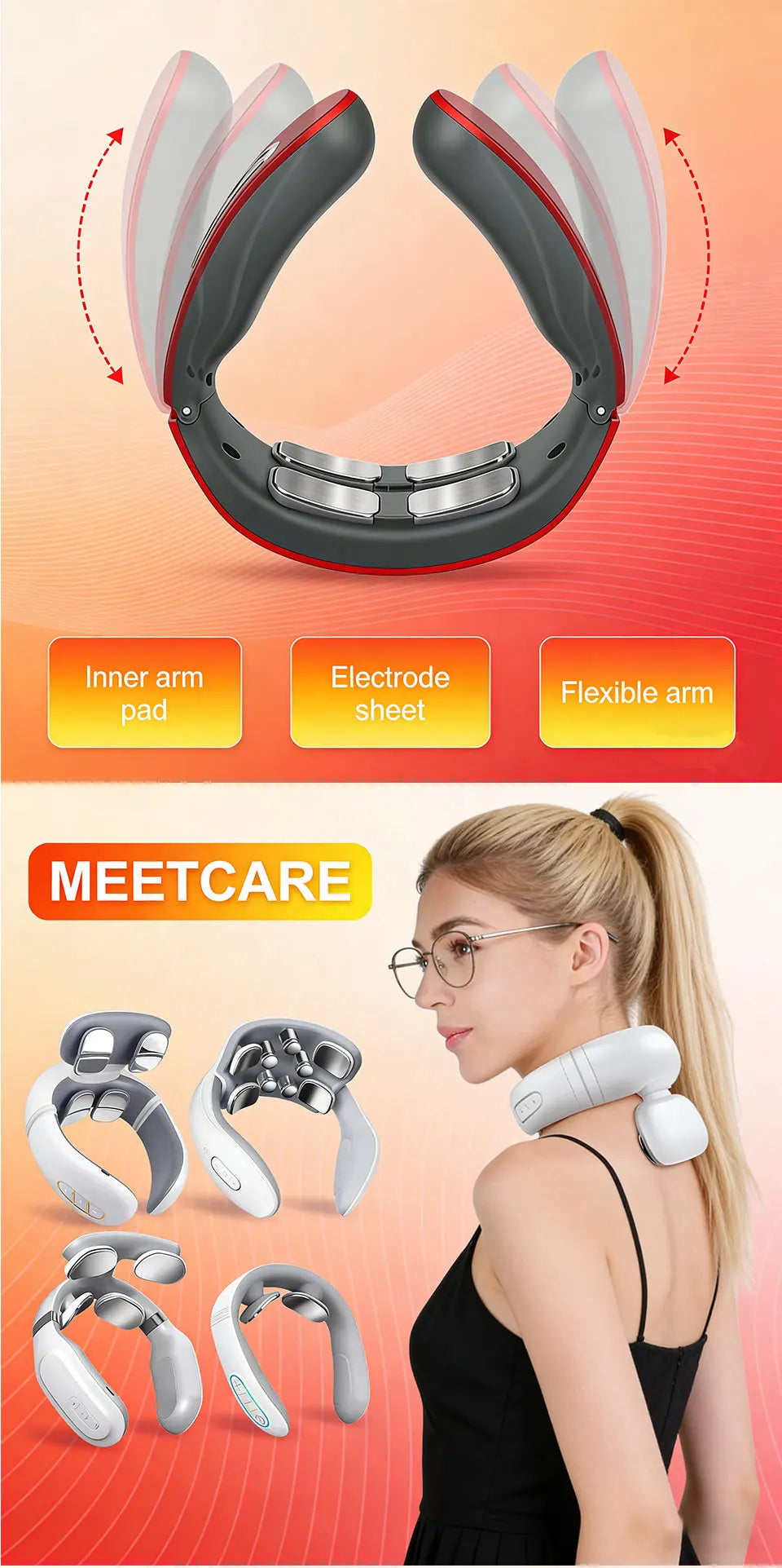 Vibration Neck Massager with Heated Pulse Relief - H808 Model Back Massage Instrument Tidesmit