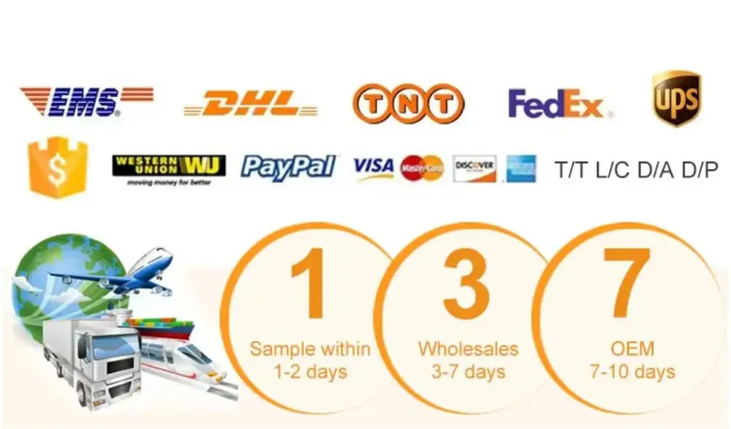 Shipping and payment options graphic for barcode printer orders