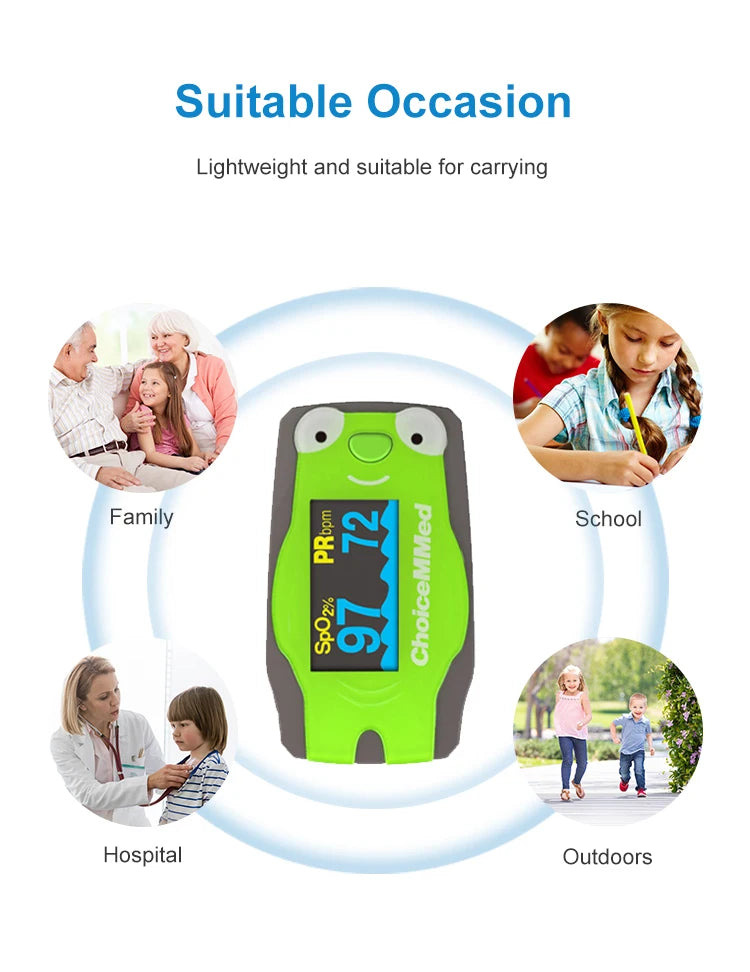 ChoiceMMed Children Finger Pulse Oximeter Blood Oxygen Saturation Monitor Pulse Rate Meter Pulse Oxiometer OLED Oximetro de dedo
