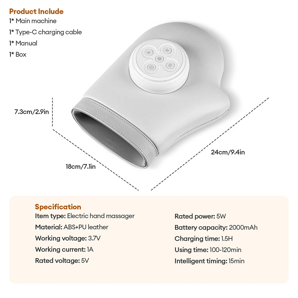 Electric Hand Massager with Heat and Air Compression - Tidesmit White Relaxation Treatment Tidesmit