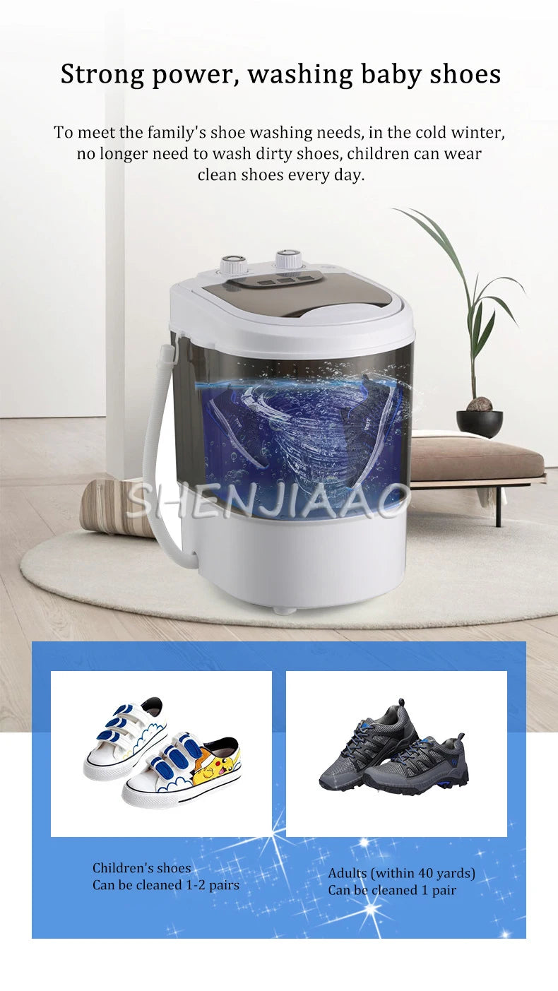 Tidesmit 110V semi-automatic portable shoe washing machine with UV blue light feature for baby and household laundry