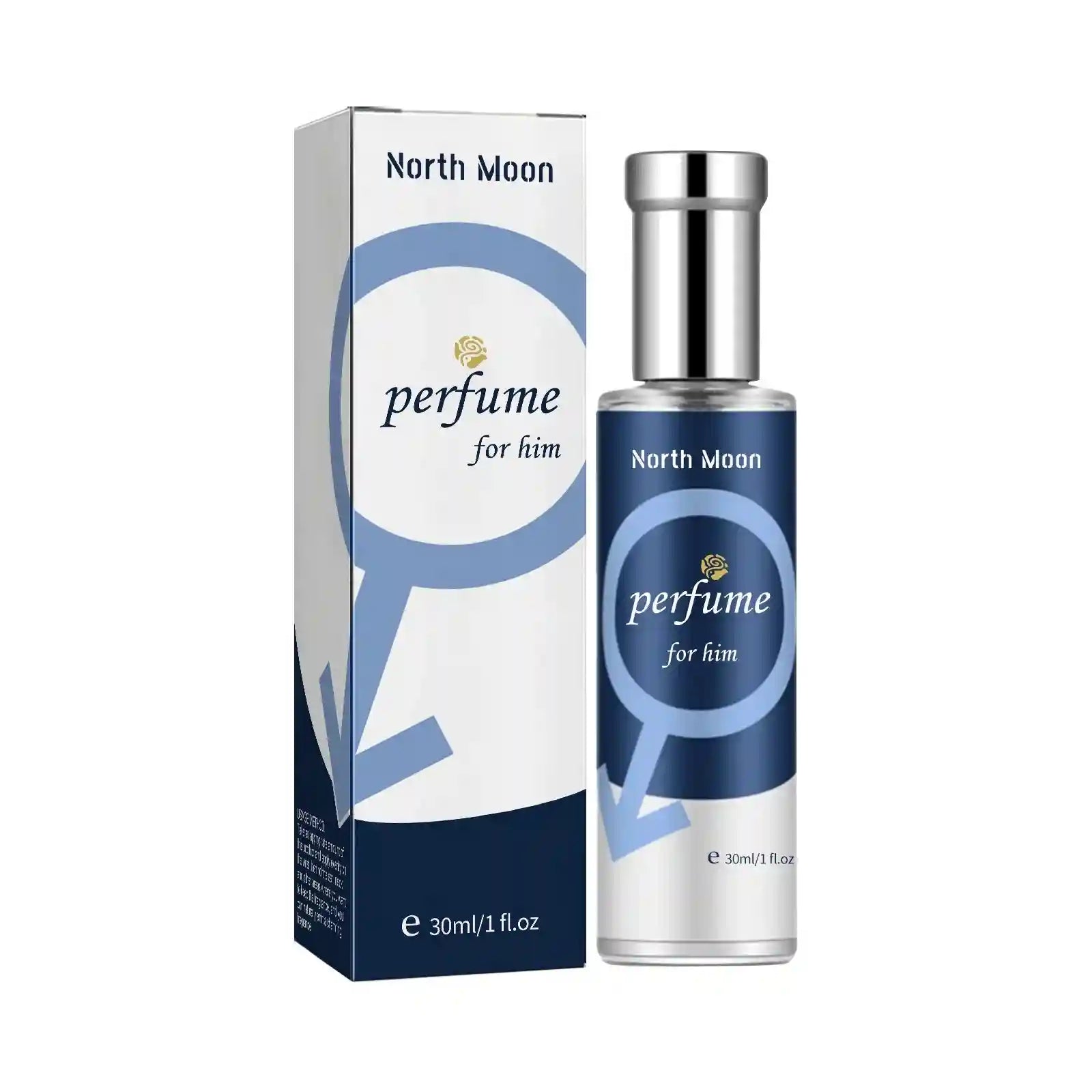 North Moon pheromone cologne for men: long-lasting 30ml spray in a sleek cylindrical bottle for confident dating.