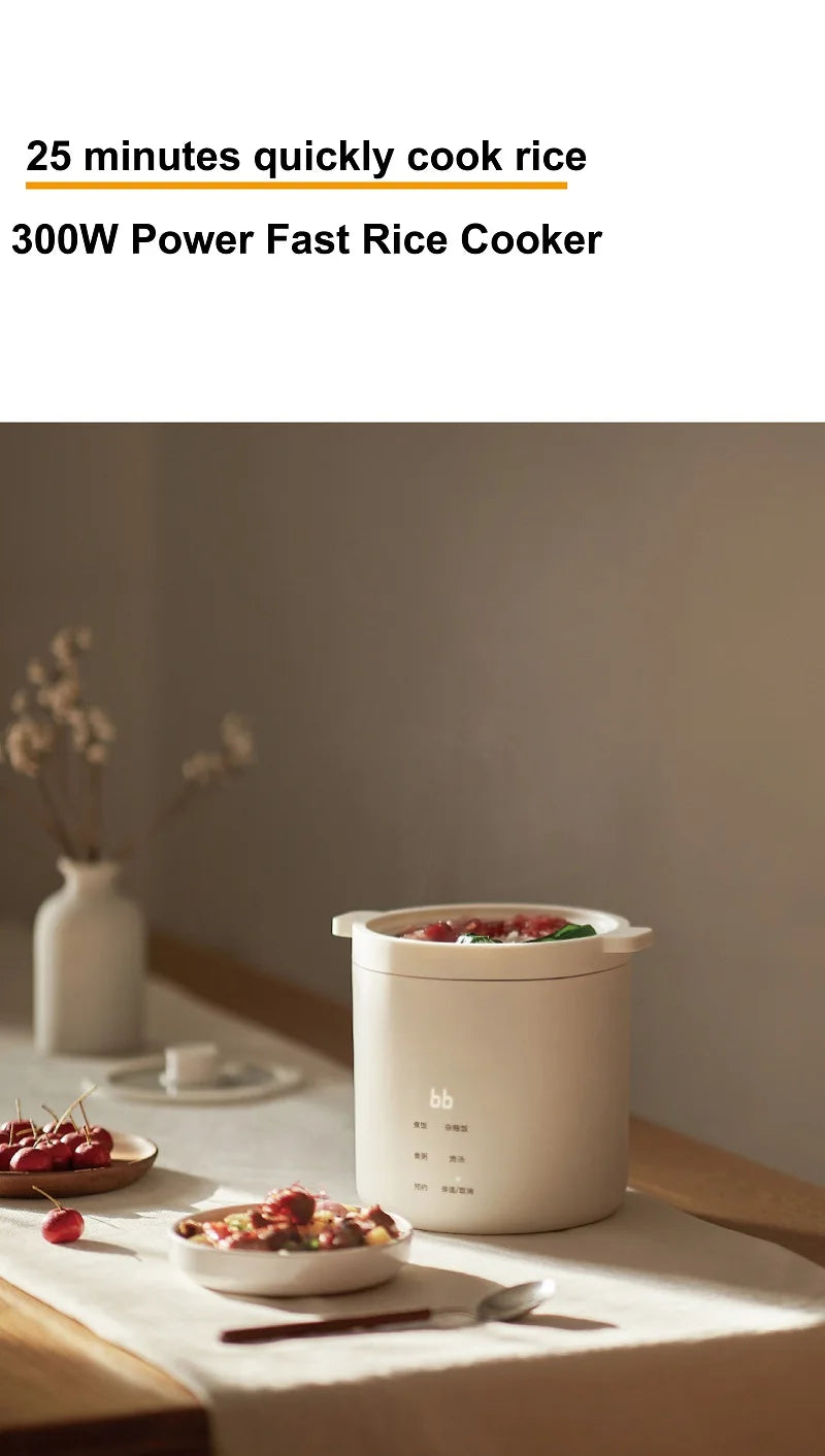 White 1.2L rice cooker on counter with lid closed