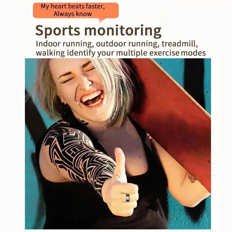 Smart Ring Multifunctional Health Tracker Heart Rate Blood Oxygen Monitor Waterproof Men Women Bluetooth Ring Sleep Fitness Tidesmit