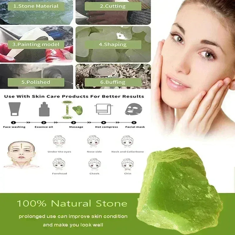 Jade Roller and Gua Sha Set for Facial Lifting | Green Stone Massage Tool Body Shaping Massage Equipment Tidesmit