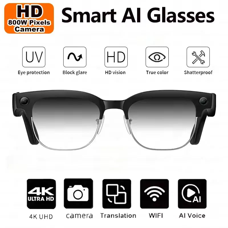Smart Bluetooth Glasses with AI Camera and Live Translation - Tidesmit Change color Tidesmit