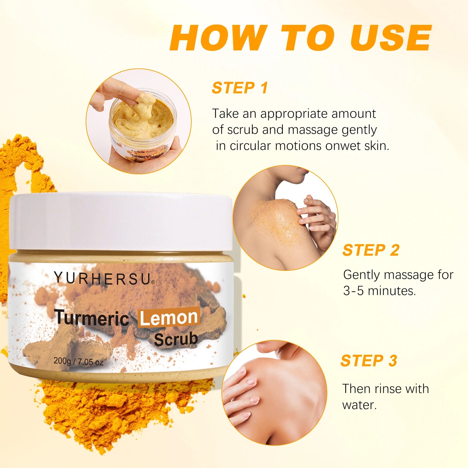 Turmeric Vitamin C Exfoliation scrub Moisturizing Collagen Hyaluronic Acid scrub Skin Care Cosmetics 200g
