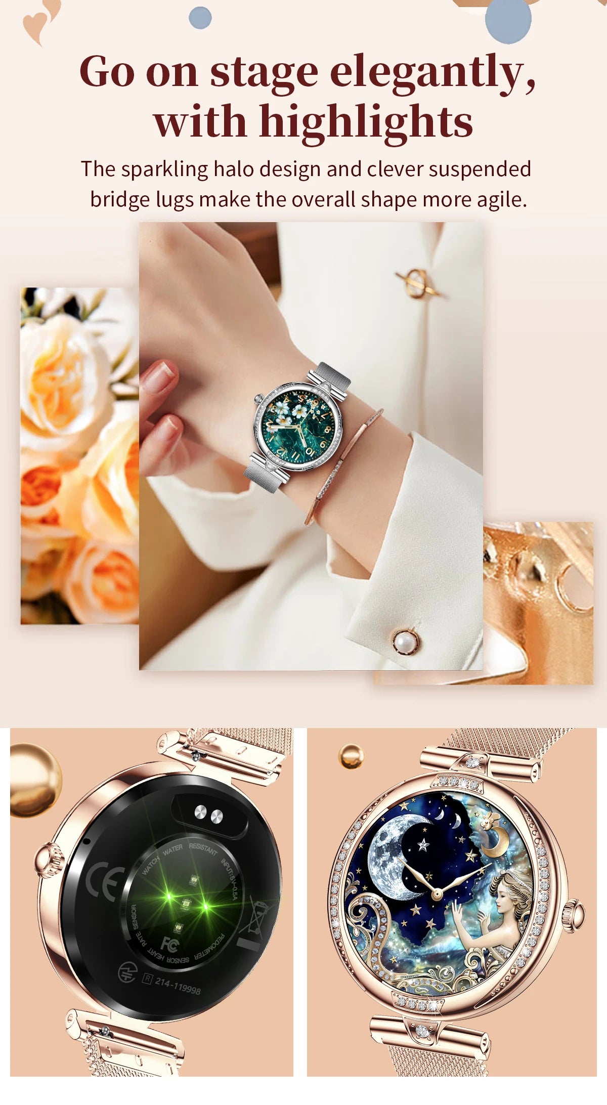 LIGE New Women Smart Watch 1.19 Inch AMOLED Full Touch Screen Sports Fitness Watches Bluetooth Call Digital Smartwatch Lady Gift