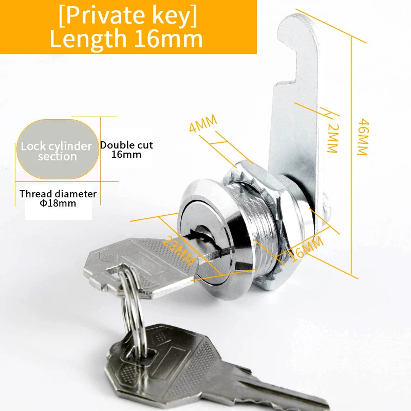 5Set Security Lock Metal Cylinder Cabinet Locker Cam Lock With Keys Security Mailbox Lock Drawer 16mm/20MM/25MM/30MM