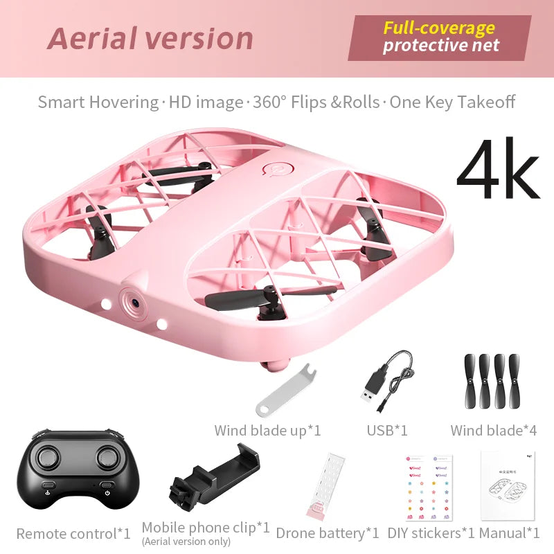 Mini Foldable Camera Drone with 8K Resolution - Portable RC Quadcopter 4K camera pink Tidesmit