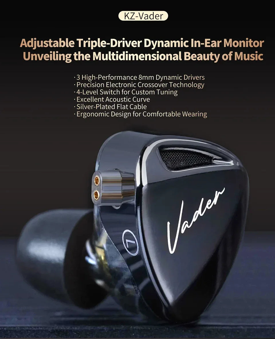 KZ Vader In-Ear Monitors with Tuning Switches by Tidesmit Tidesmit