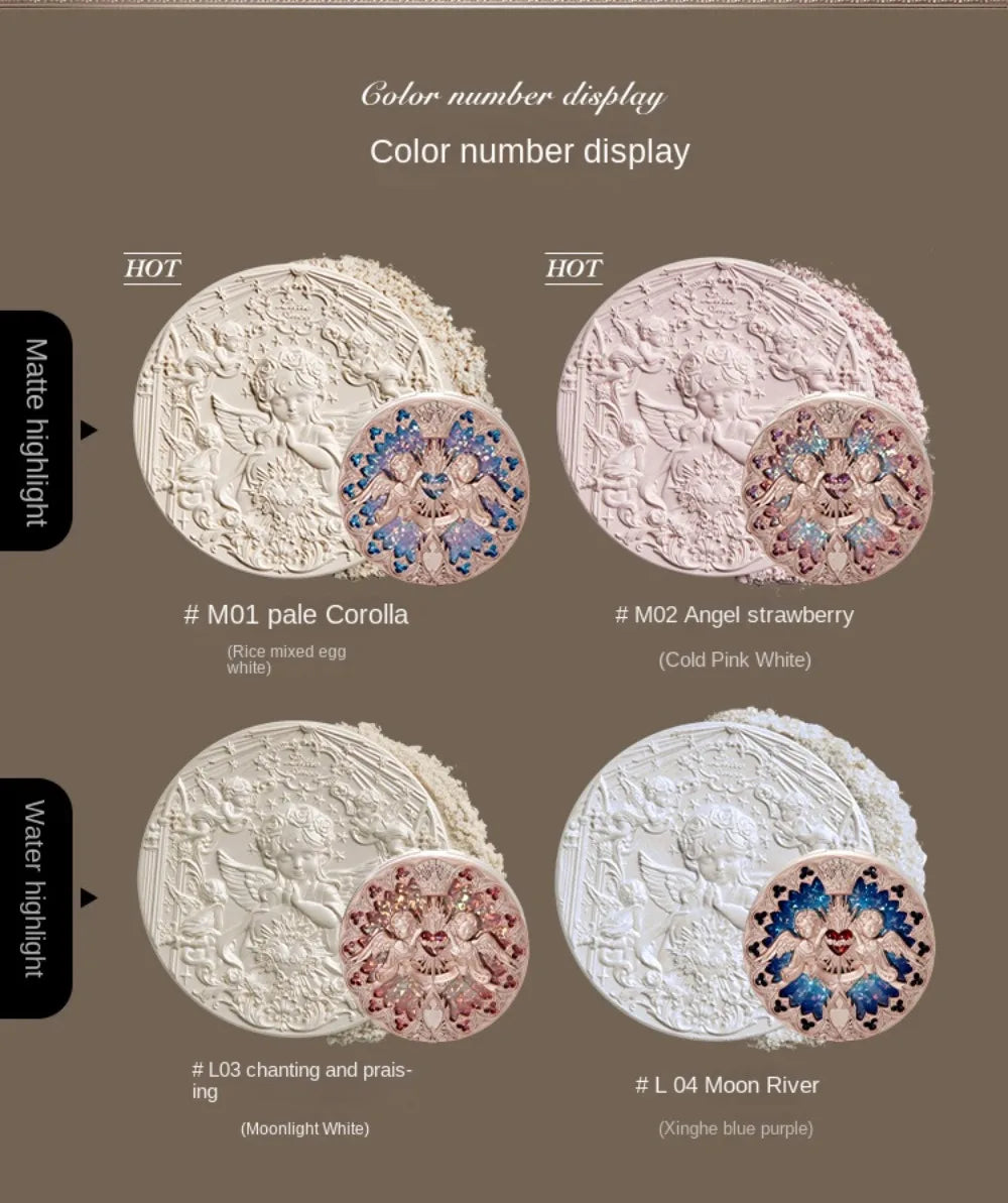 Tidesmit Flower Knows Little Angel relief highlighter palette face makeup texture close-up