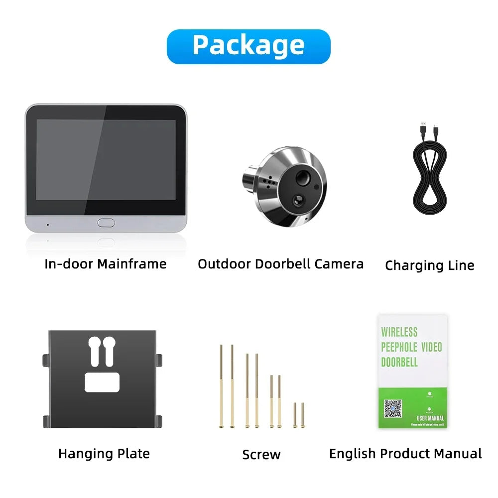 Tuya Smart Two Way Audio Door Eye Viewer With 3MP Camera Tuya 140 Degree Wide Angle Night Vision Video Door Phone Intercom