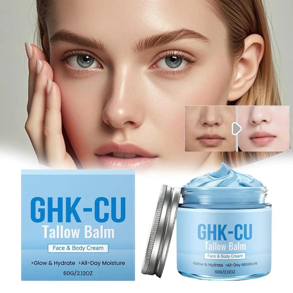 Copper Peptides GHK-Cu Beef Tallow Honey Blue Balm for Face & Body Moisturizing Hydrating & Brightening For All Skin Types