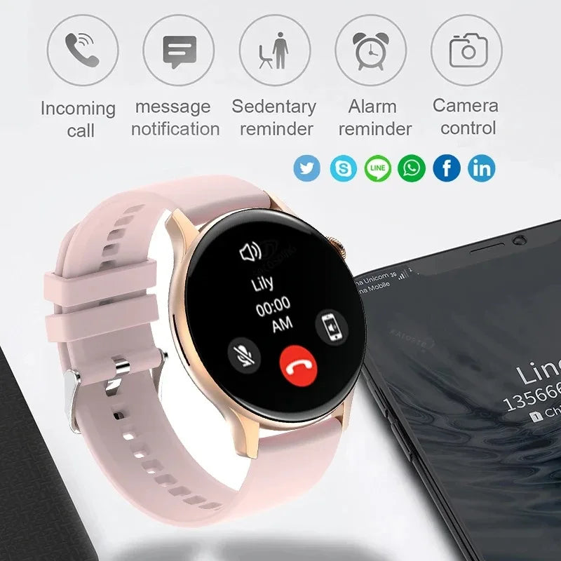2025 AMOLED Smart Watch Ladies Screen Always Show Time 466*466 HD Health Tracker Voice Calling Smartwatch Women