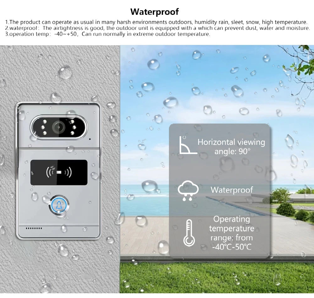 support tuya app Smart Video Intercom 1080P AHD WiFi Access Control System Camera Monitor Villa Home Security