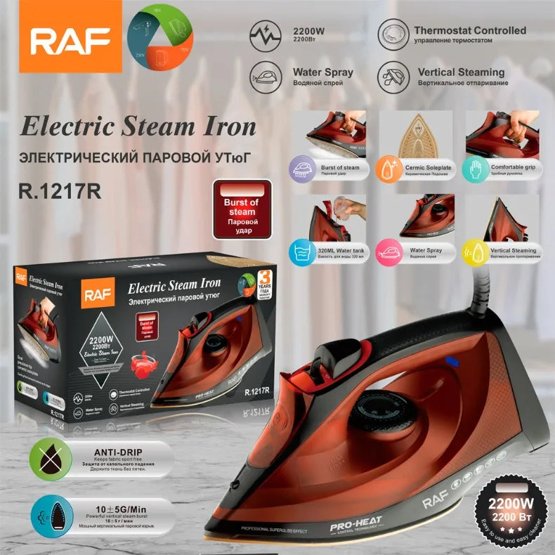 Tidesmit 2200W steam iron featuring ceramic soleplate and adjustable vertical steam for all fabrics
