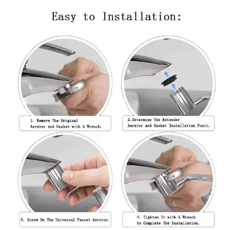 1pc 1080° Swivel Stainless Steel Faucet Extender Splashproof Dual Spray Mode Bathroom Sink Accessories Universal, with Adapter