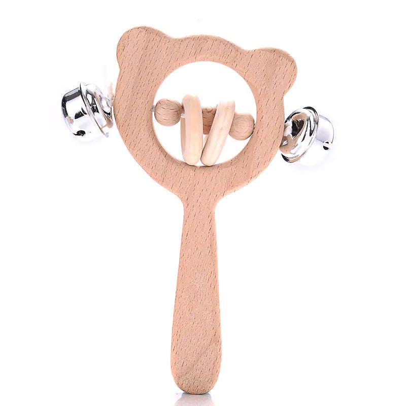 1Pcs Animal Shape Baby Wood Teether Rabbit Owl Beech Wooden Ring Teether Nursing Pendant Baby Rattles Chew Toys