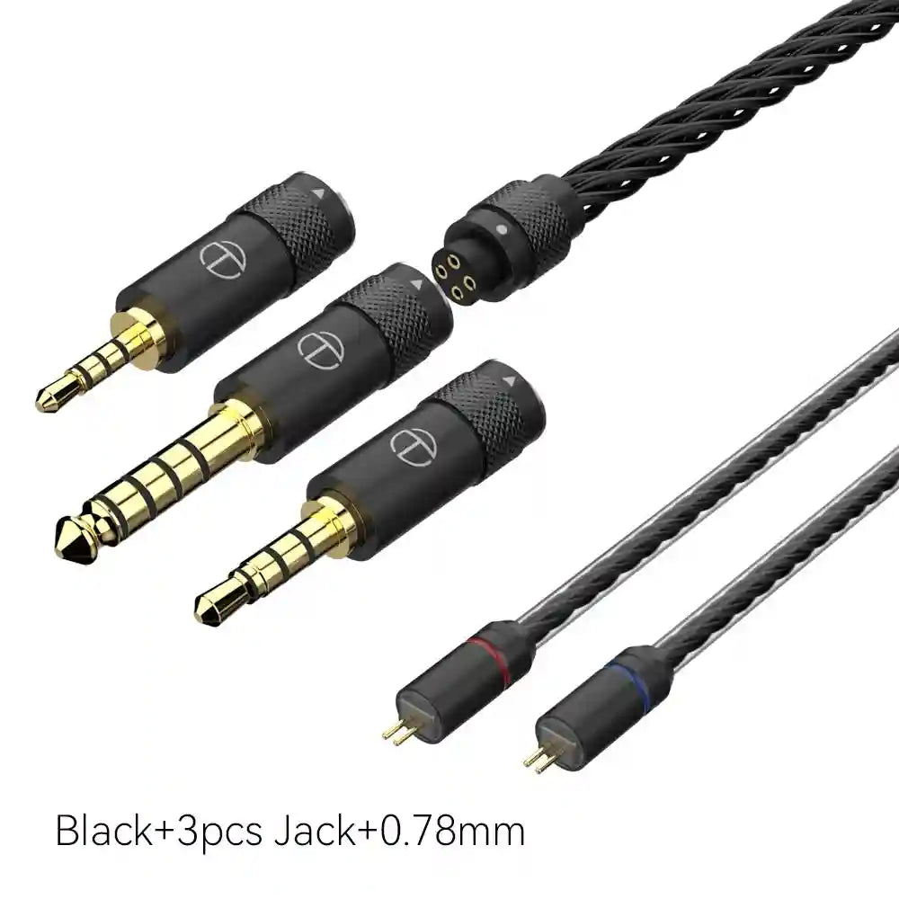 16-Core Silver Plated Replacement Cable for HiFi Headphones Black 0.78 2.53.54.4 Tidesmit