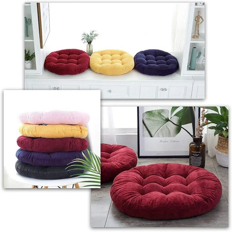 Grey Floor Seat Cushion Pillow Round Large Pillows Seating for Adults Tufted Corduroy Floor Cushions for Living Room Tatami 방석