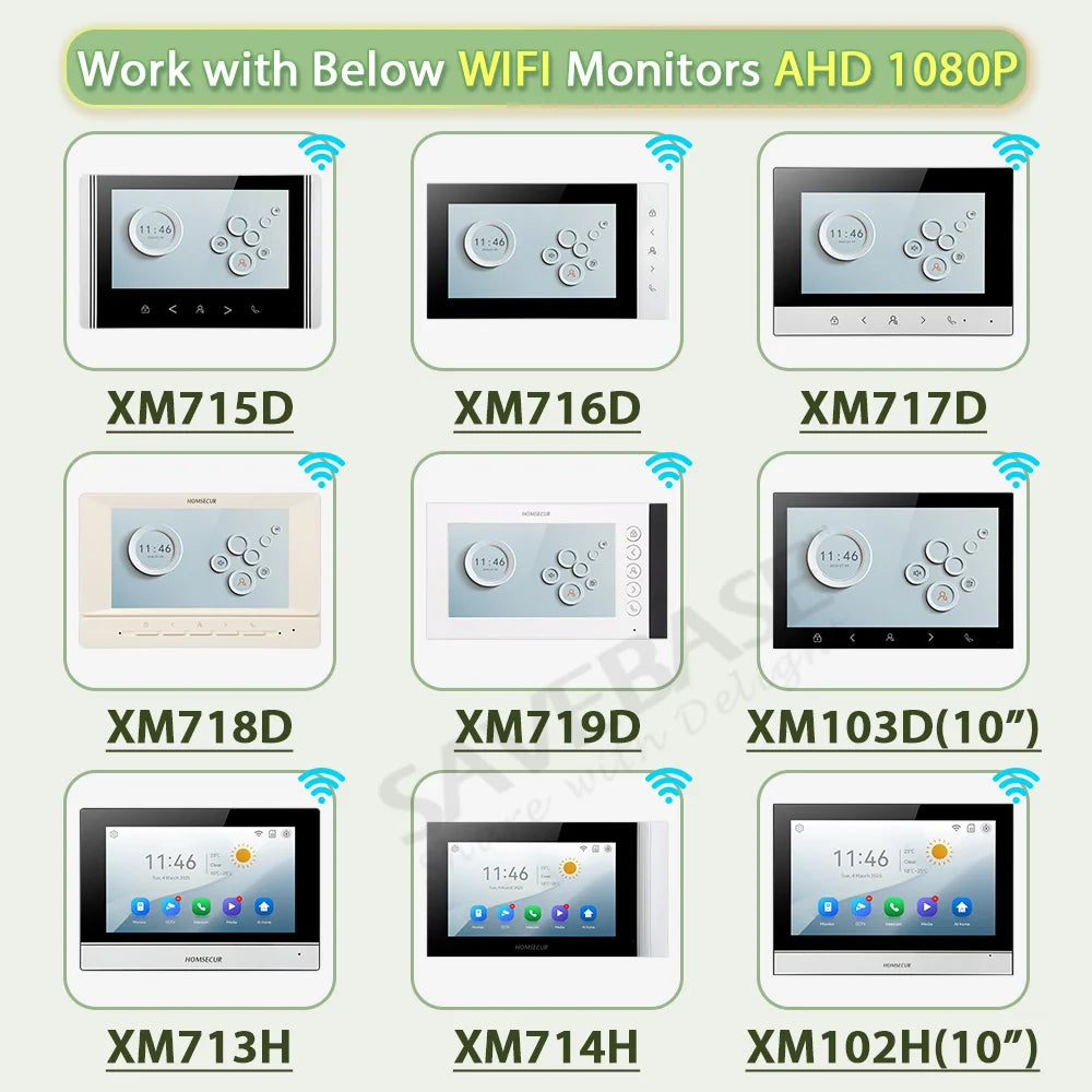 XC112F-2 HD Waterproof Doorbell Camera with 2 Call Buttons for XSL 4 Wire 1080P Video Door Phone Intercom Home Security 2 Flats
