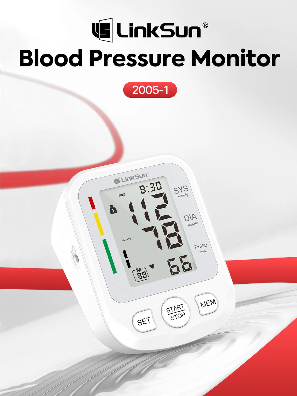 LinkSun Blood Pressure Monitor 2005 Tensiometer Upper Arm Automatic Digital BP Measuring Device Blood Pressure Guage kit 2005-1