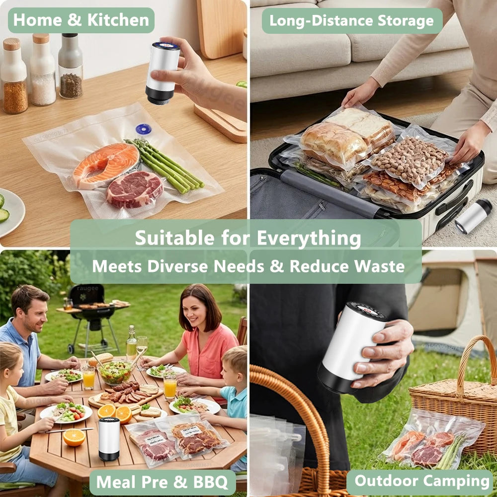 Air Pump Sealer Electric Vacuum Sealer Pump Automatic Dry/Wet Food Sealing Pump USB Rechargeable Mini Air Pump Machine