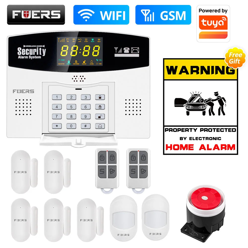 Fuers WIFI 4G 2G GSM Alarm System work with Tuya SmartBurglar Alarm Wireless Wired Security Zone Link Alexa Google Motion Sensor
