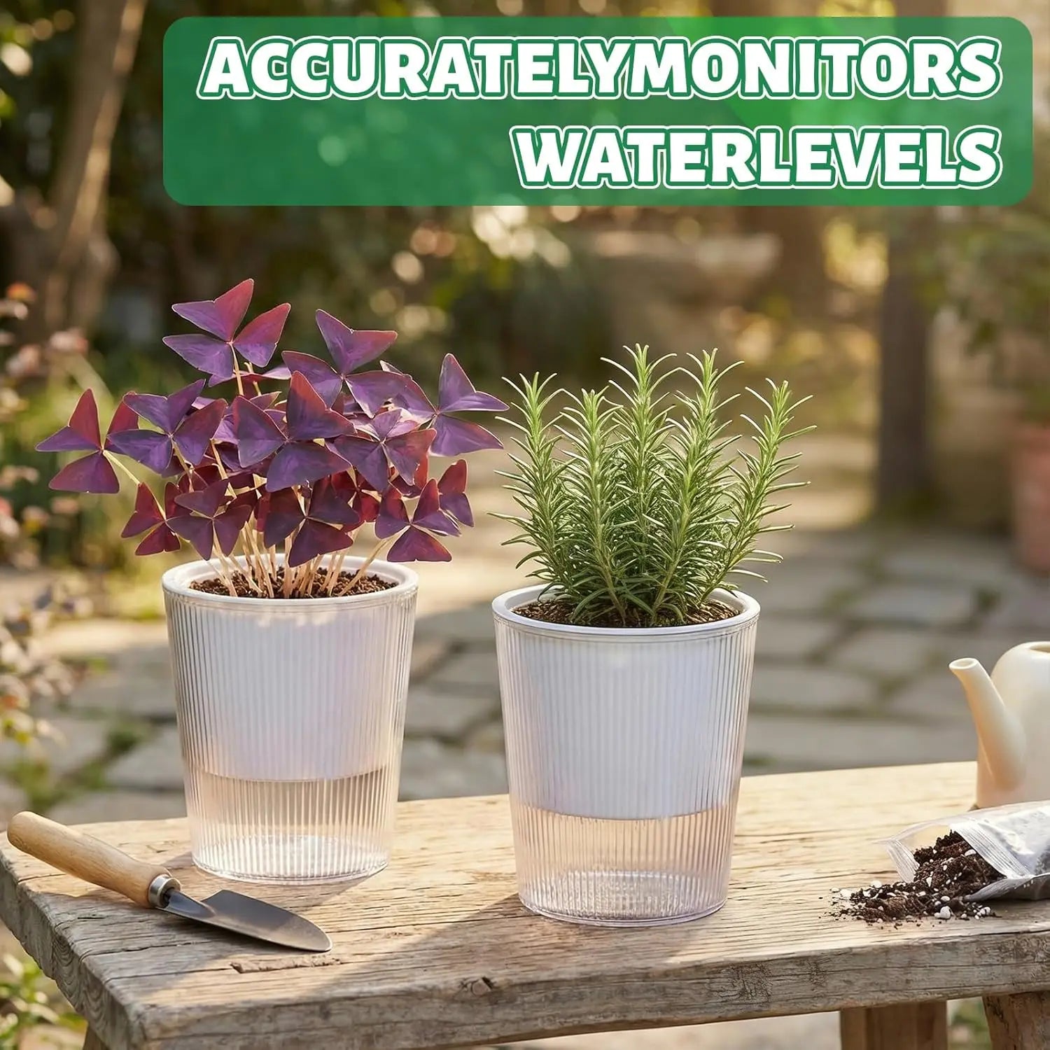 Clear Self Watering Planters Pots Household Anti Rot Self-Watering Planters for Living Room Plants Flowers Gardening Accessory