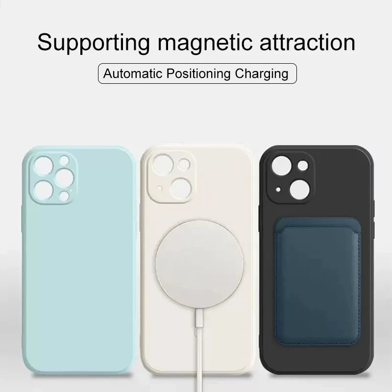 Magnetic iPhone 15 Pro Max Case: Slim Fit Shock-Absorbing Liquid Silicone Tidesmit
