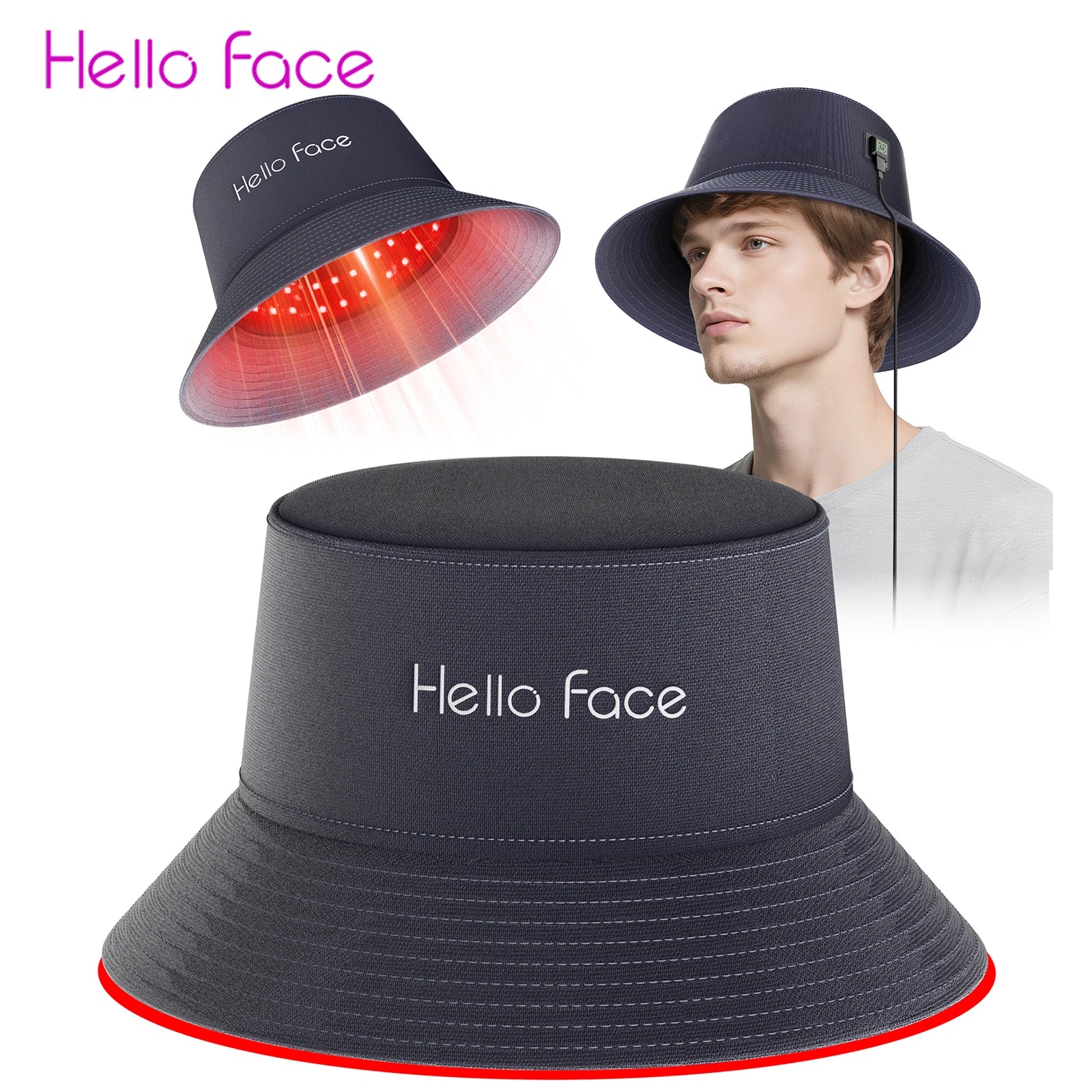 Red Light Therapy Hair Growth Hat, Dual Wavelength LED - Navy Relaxation Treatment Tidesmit