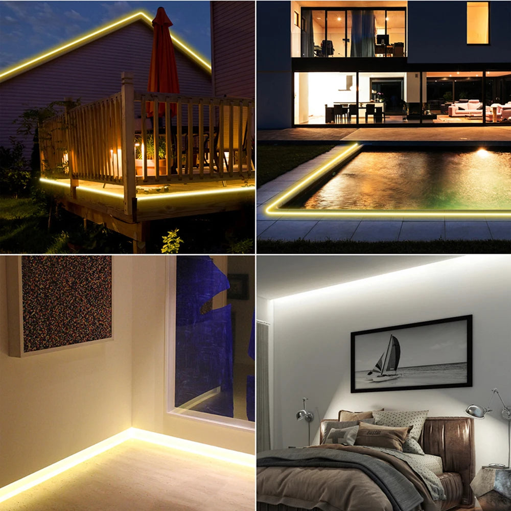 220V COB LED Neon Strip Light Wall Touch Wifi Bluetooth 23key Remote Control Power Kit Dimmable 288 LEDs Flexible Silicone Lamp