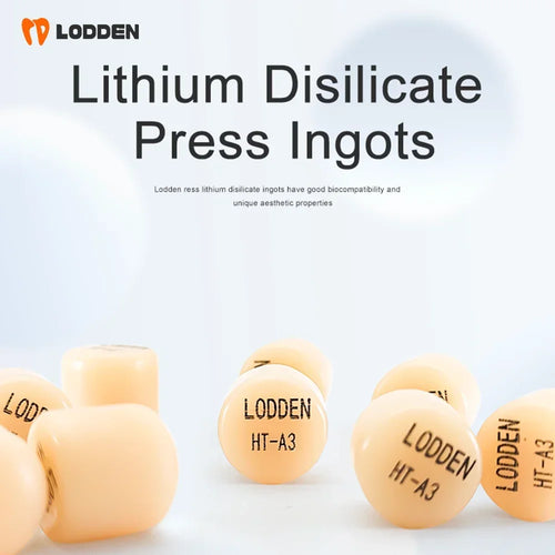 Lithium disilicate press ingots, pale cream HT shades with printed lot markings