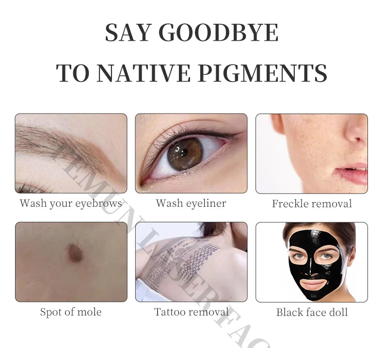 Picosecond laser machine uses for tattoo removal, eyebrow, eyeliner, freckles, mole, and black doll facial treatment.