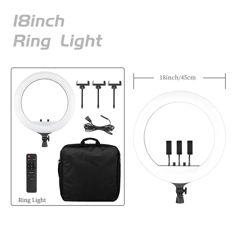 18 Inch LED Ring Light with Adjustable Tripod Stand for Content Creation Only ring light Tidesmit