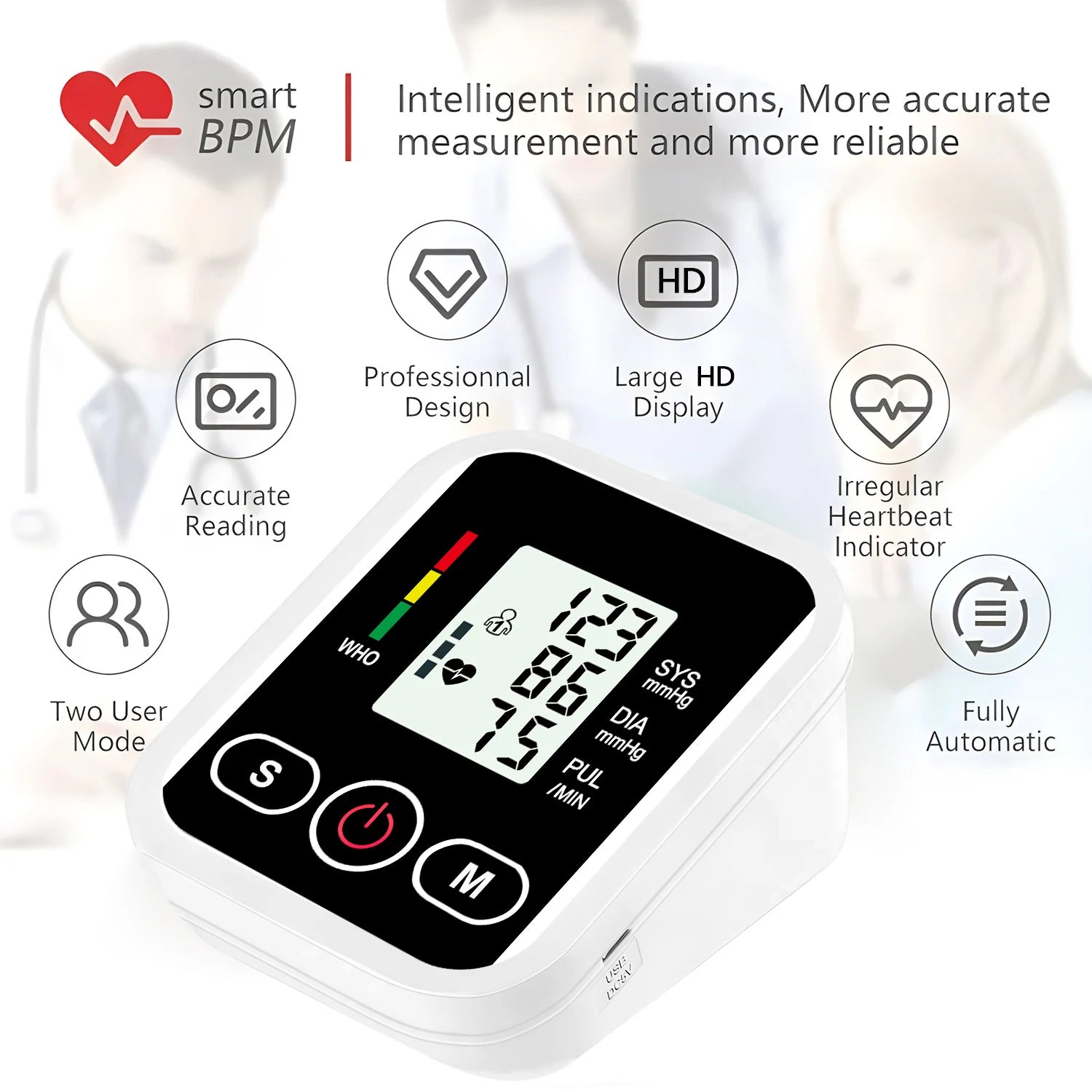 New Blood Pressure Monitor Upper Arm Automatic Tonometer Digital Tensiometer BP Monitor Medical Sphygmomanometer Health Care