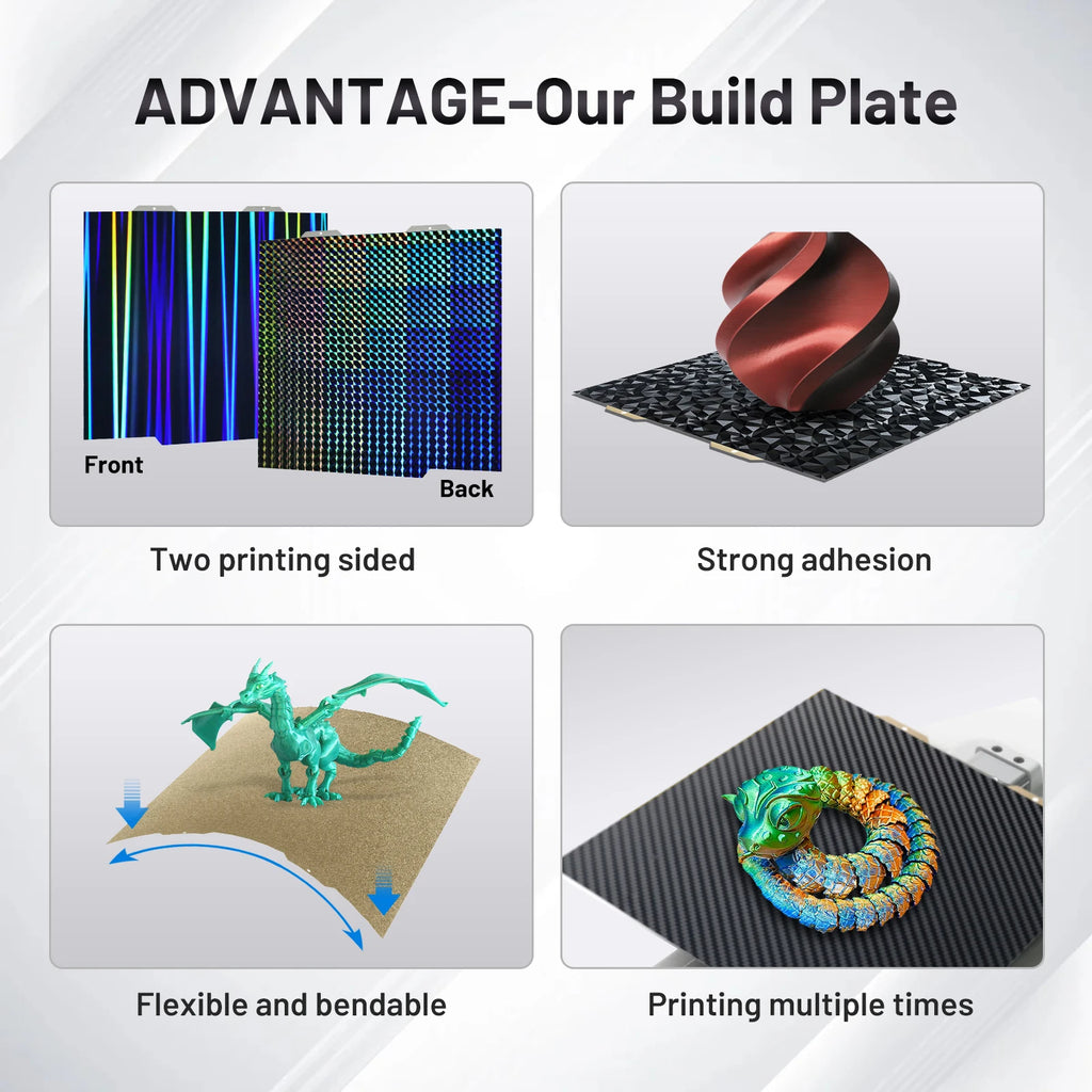 184x184mm Double-Sided PEY/PET/H1H Build Plate for Bambu Lab A1 Mini, offering flexible, strong-adhesion 3D printing.