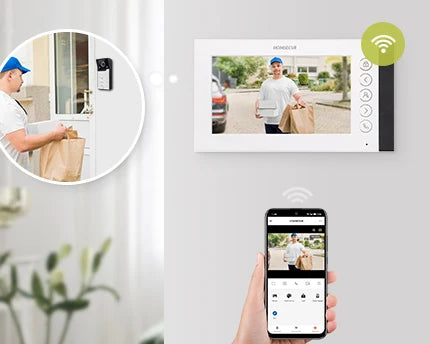 HOMSECUR Tuya App 7" WIFI Video Door Phone Intercom Doorbell Auto Recording For 3 Families