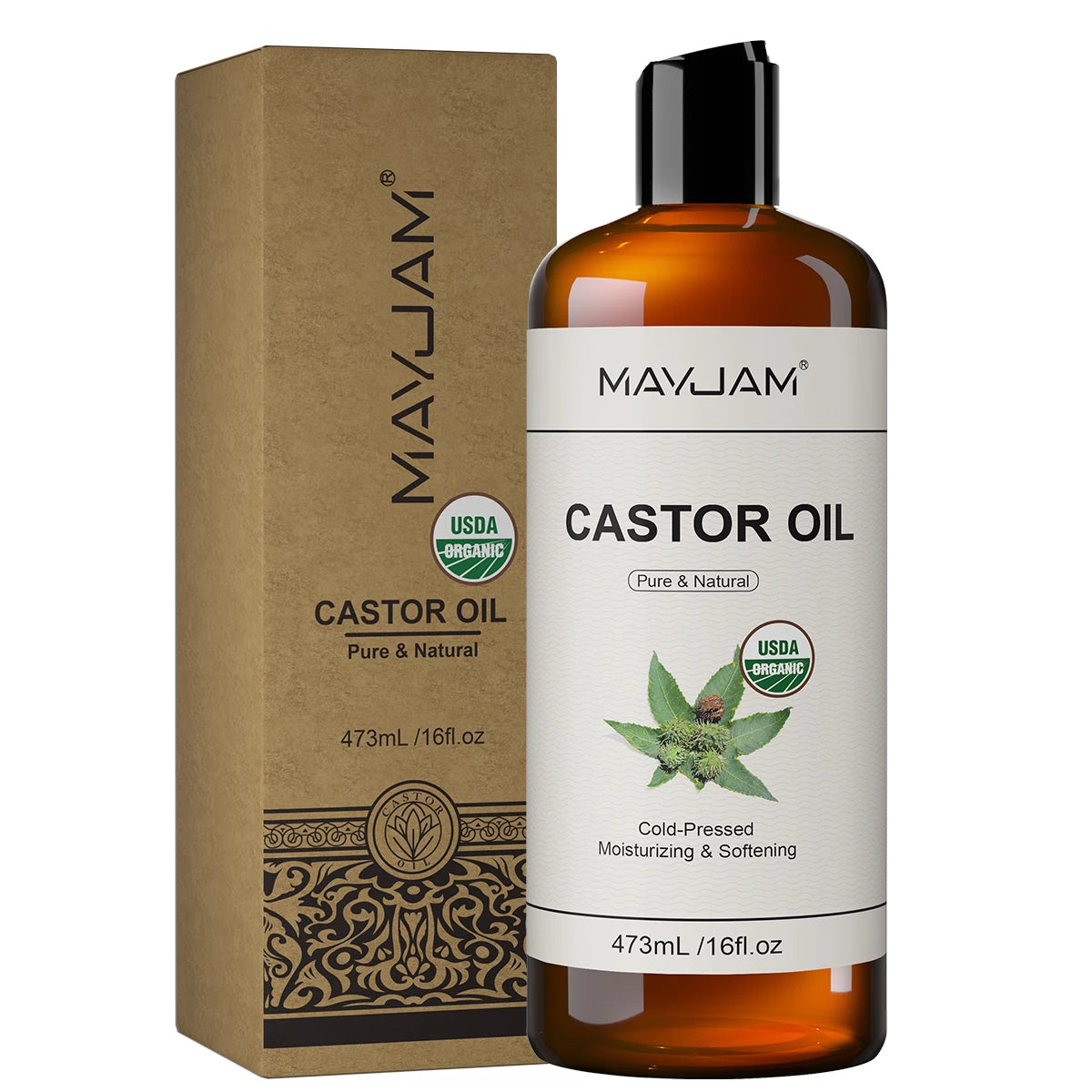 Tidesmit USDA Organic Cold-Pressed Castor Oil for Skin, Hair, and Face Moisturizing and Softening Treatment.