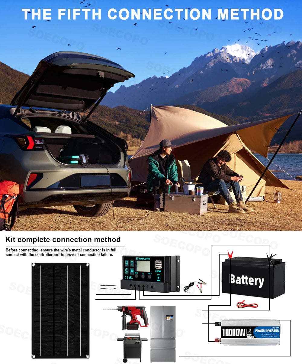 Cheaper Option 10000W Peak Solar System Kit 800W Panel 100A Controller 12V 220V Inverter Generator for power bank Radio Use lawn