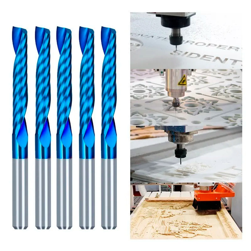 XCAN End Mills 10pcs 2x8mm 3.175 Shank Single Flute Spiral Router Bits for Cut Wood/Plastic 1 Flute CNC Milling Cutter