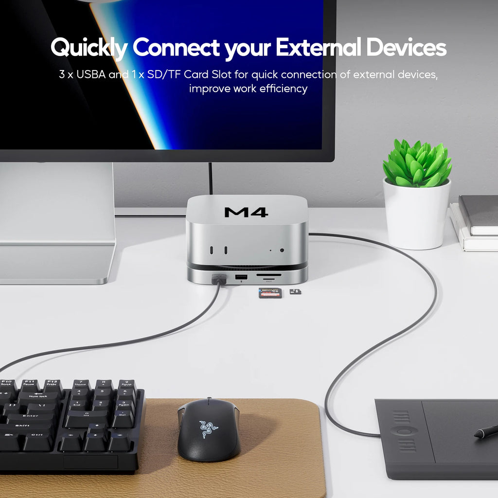 Mac Mini M4 Dock with 4TB SSD Enclosure & 4K HDMI Hub | Tidesmit Tidesmit