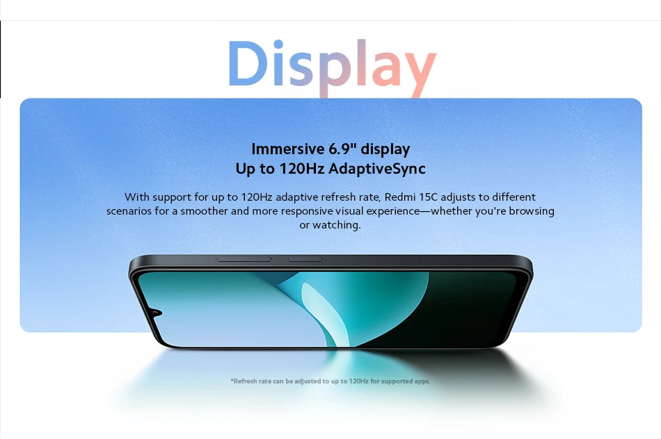 Xiaomi Redmi 15C Smartphone Global Version MediaTek Helio G81-Ultra 120Hz 6.9" Dot Drop display 33W charging