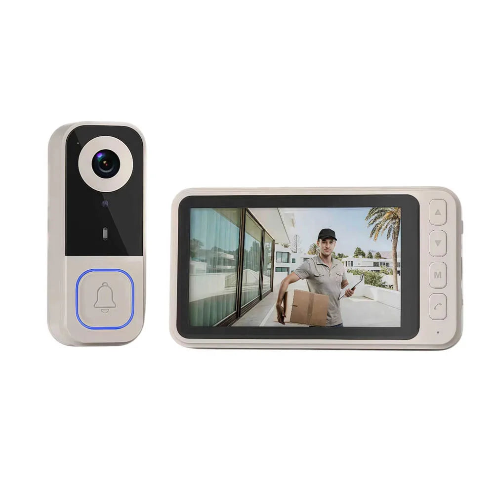 Wireless Doorbell Camera with Monitor Smart Video Doorbell 2-Way Audio Infrared Night Vision No WiFi Connection No APP Required